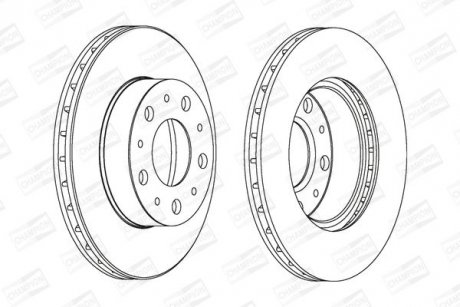 Диск гальмівний передній (кратно 2шт.) Fiat Ducato (02-)/Peugeot Boxer (02-)/Citroen Jumper (02-) CHAMPION 561969CH (фото 1)