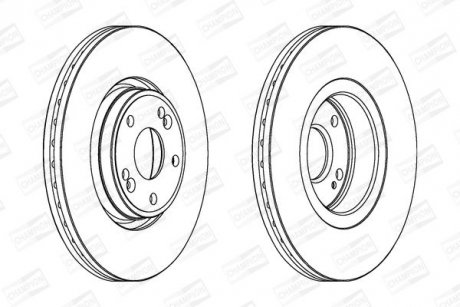 Диск тормозной передний (кратно 2шт.) RENAULT LAGUNA II (BG0/1_) 01-07, LAGUNA II Grandtour (KG0/1_) 01-07 CHAMPION 562381CH