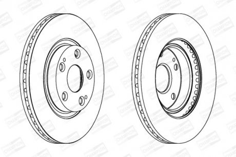 Диск тормозной передний (кратно 2шт.) Toyota Auris (06-12), Avensis (03-08), Corolla (03-09) CHAMPION 562430CH