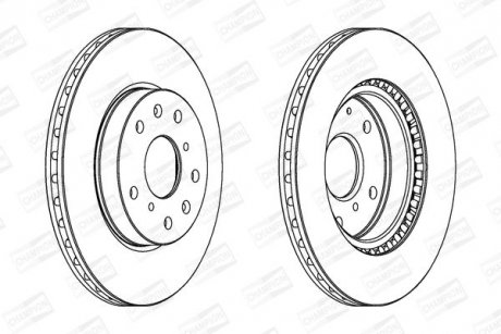 Диск тормозной передний (кратно 2шт.) Fiat Sedici (06-14)/Suzuki SX4 (06-), Vitara (LY) (15-) CHAMPION 562534CH (фото 1)