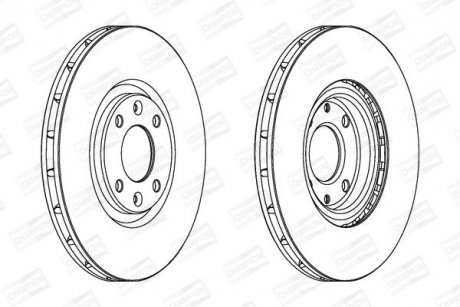 Диск тормозной передний (кратно 2шт.) CITROEN C4 I (06-), DS5 (11-15)/PEUGEOT 2008 II (UD_, US_, UY_, UK_) (19-) CHAMPION 562641CH