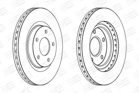 Диск гальмівний передній (кратно 2шт.) Jeep Compass (06-), Patriot (07-17)/ Mitsubishi ASX (09-) CHAMPION 562790CH