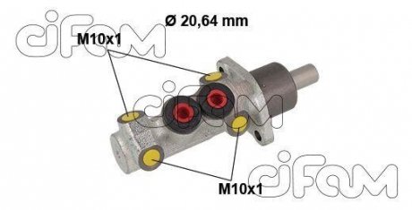 Циліндр гальмівний (головний) Renault Clio I/Megane I -03/VW Golf II/Jetta II/Polo -94 (d=20,64mm) CIFAM 202883 (фото 1)