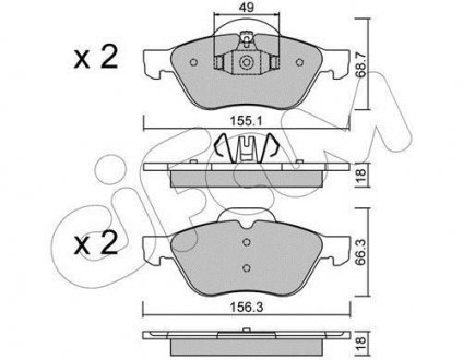 Колодки тормозные перед. Clio/Laguna/Megane/Scenic/Twingo (03-21) CIFAM 822-335-1