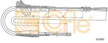 Трос ручного гальма Audi 100 92- (барабанні) COFLE 104093 (фото 1)