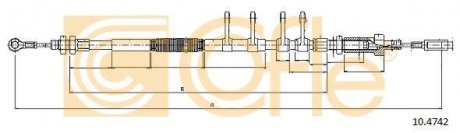 Трос ручного гальма перед Fiat Ducato 2006- база L=3800 (2645/2390mm) COFLE 10.4742