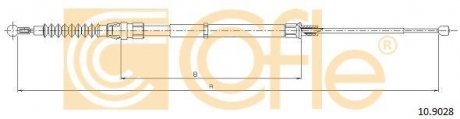 Трос ручного тормоза 10.9028 SKODA OCTAVIA 12- 1543/822 ZAWIESZENIE WIELOWAHACZOWE LEWA/PRAWA COFLE 109028 (фото 1)