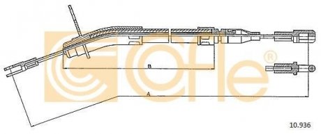 Трос ручного тормоза правый DB W123 76-85 COFLE 10.936