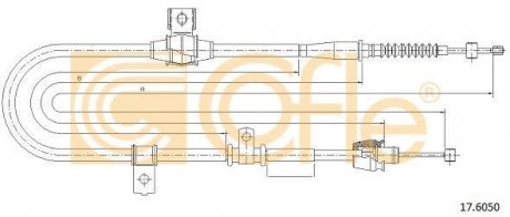 Трос ручного тормоза зад. KIA CERATO 04-(-ABS)Л. (1576/1404) COFLE 17.6050