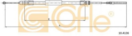 Трос ручника (R) BMW 3 (E46) 98- (1708/1140 мм) COFLE 92104136