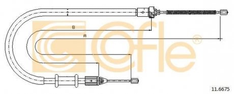 Трос ручника (задній) (L) Renault Kangoo (1421/1075mm) COFLE 92116675