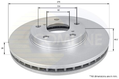 Тормозной диск COMLINE ADC0145V (фото 1)