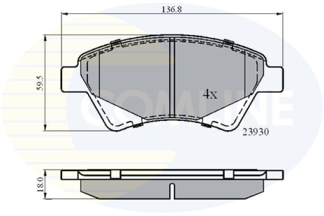 Комплект тормозных колодок, дисковый тормоз COMLINE CBP01160 (фото 1)