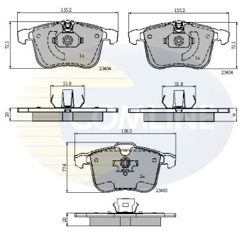 Гальмівні колодки, дискове гальмо (набір) COMLINE CBP01593