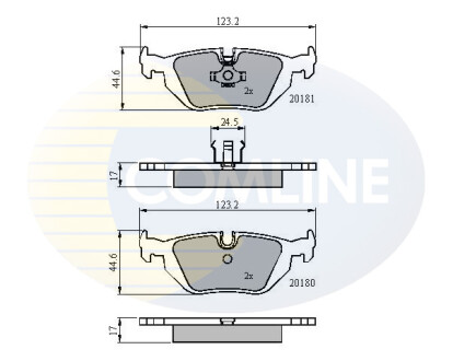 Гальмівні колодки, дискове гальмо (набір) COMLINE CBP0166 (фото 1)