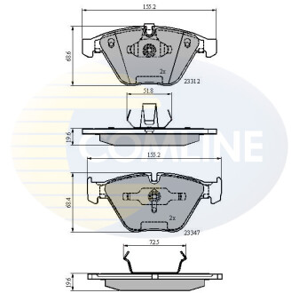 Тормозные колодки, дисковый тормоз (набор) COMLINE CBP02033