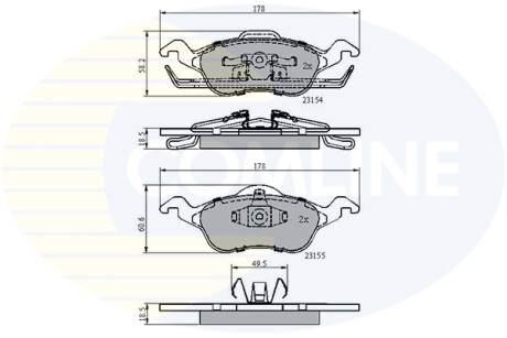 Комплект тормозных колодок, дисковый тормоз COMLINE CBP0490