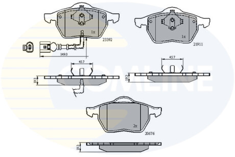 Тормозные колодки, дисковый тормоз (набор) COMLINE CBP11111