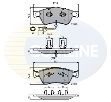 Тормозные колодки, дисковый тормоз (набор) COMLINE CBP11740 (фото 1)