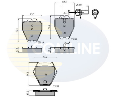 Тормозные колодки, дисковый тормоз (набор) COMLINE CBP11771