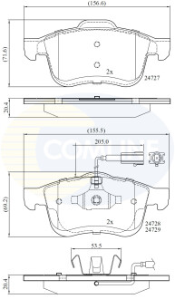 Гальмівні колодки, дискове гальмо (набір) COMLINE CBP12032