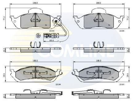 Тормозные колодки, дисковый тормоз (набор) COMLINE CBP1911 (фото 1)