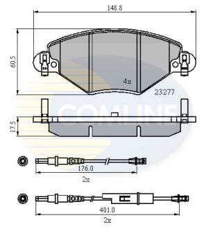 Гальмівні колодки, дискове гальмо (набір) COMLINE CBP21120 (фото 1)