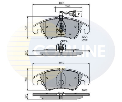 Тормозные колодки, дисковый тормоз (набор) COMLINE CBP21789 (фото 1)