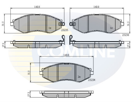 Комплект гальмівних колодок, дискове гальмо COMLINE CBP31188 (фото 1)