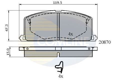 Комплект тормозных колодок, дисковый механизм COMLINE CBP3163