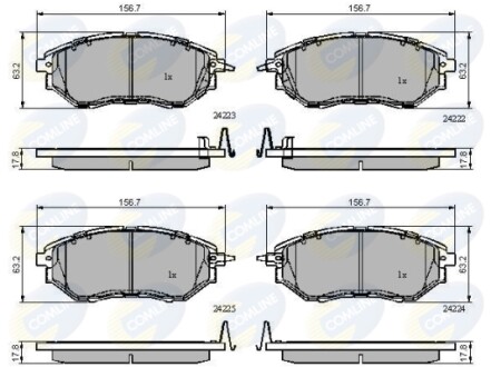 Комплект тормозных колодок, дисковый механизм COMLINE CBP31762 (фото 1)