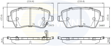 Тормозные колодки, дисковый тормоз (набор) COMLINE CBP32008