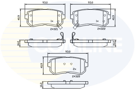 Комплект гальмівних колодок, дискове гальмо COMLINE CBP32016 (фото 1)