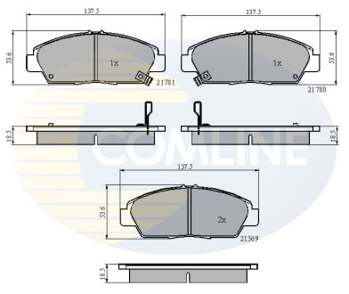 Гальмівні колодки, дискове гальмо (набір) COMLINE CBP3446 (фото 1)