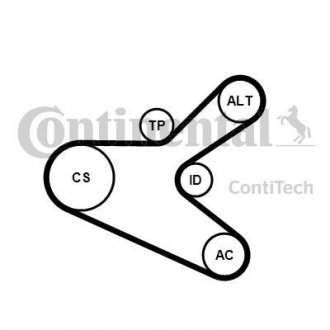 Комплект (ремінь+ролики) Contitech 6PK1153 K2