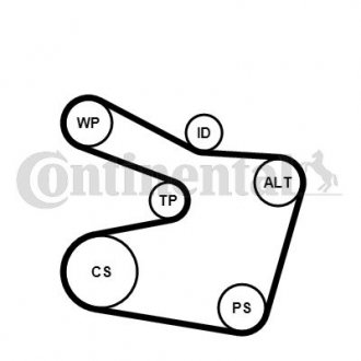 Комплект (ремінь+ролики+помпа) Contitech 6PK1538 WP2