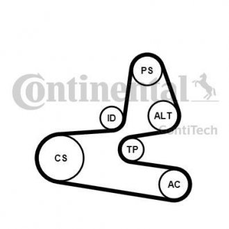 Комплект (ремінь+ролики) Contitech 6PK1564K1