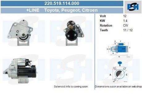 Стартер CV PSH 220519114000 (фото 1)