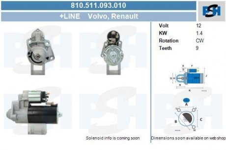 Стартер CV PSH 810511093010 (фото 1)