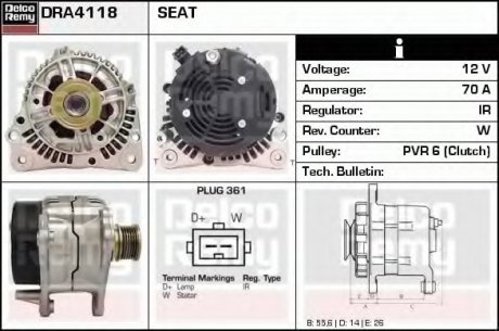 Генератор DELCO DELCO REMY DRA4118