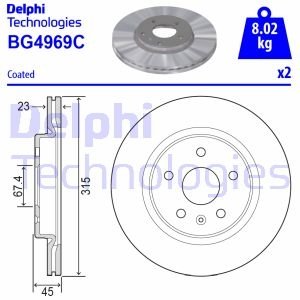 Тормозной диск Delphi BG4969C (фото 1)