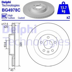 Диск тормозной VOLVO S90, V90, XC60, XC90 Delphi BG4978C (фото 1)