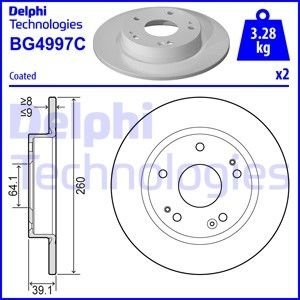 Гальмiвнi диски заднi Delphi BG4997C