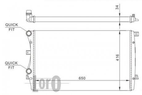 Радіатор води Caddy III 1.9TDI BJB (+/- AC) (650x405x26) DEPO 053-017-0019