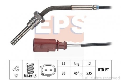 Датчик температури випускних газів Skoda Fabia II/Roomster 1.4TDi/1.9TDi 06-10/VW Polo 1.4TDi/1.9TDi 01-09 EPS 1.220.095 (фото 1)