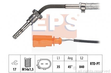 Датчик температуры выпускных газов VAG 1.4TDi/1.9TDi Fabia II 0.7-10, Roomster 06-10/Polo 01-09 EPS 1.220.096