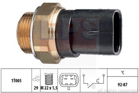 Датчик увімкнення вентилятора (92-87°C) Alfa Romeo 145,146,155 94-97 /Fiat Brava, Palio, Punto 93-02 EPS 1.850.031