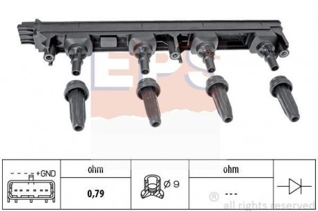 Катушка зажигания Citroen C4, C5// Peugeot 307-807 2.0 16V 09.04- EPS 1.970.476 (фото 1)