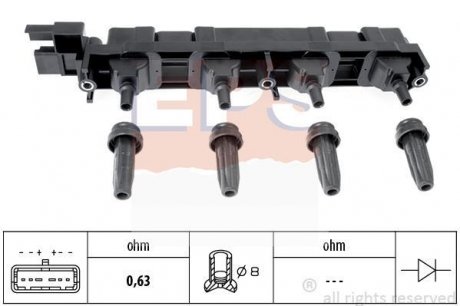 Катушка Citroen C4/C8 Peugeot 206, 307, 406, 407, 607, 807 EPS 1.970.509 (фото 1)