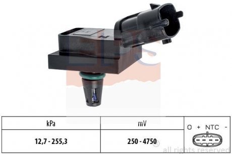 Датчик тиску наддува Renault Clio II 1.5dCi 04-, Clio III 1.5dCi 07-, Megane II 1.5dCi 03-, Master II 1.9dCi-2.2dCi 00- EPS 1.993.246 (фото 1)